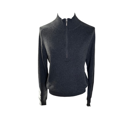 Merona Uni-Sex Cotton Cashmere Half Zip Sweater Small Gray Mock Neck Pullover - Picture 3 of 9